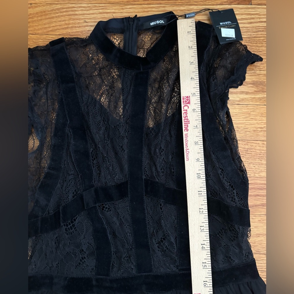 Miusol Dress Women’s Medium Black Lace/Suede Top Lined Maxi Evening Formal New - Picture 10 of 12